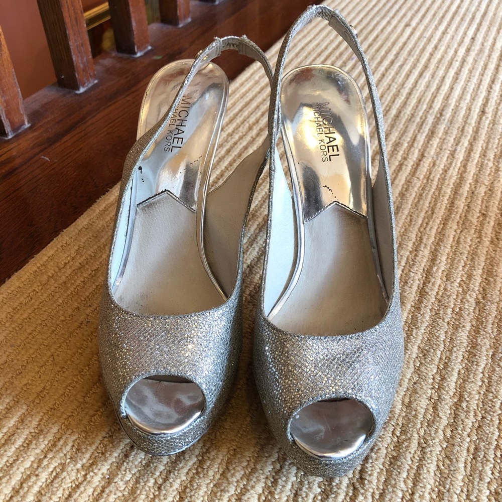 Michael Kors Women’s Silver Slingback Heels